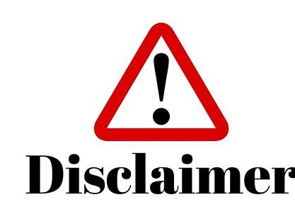 Disclaimer warning red and black triangle with Disclaimer caption