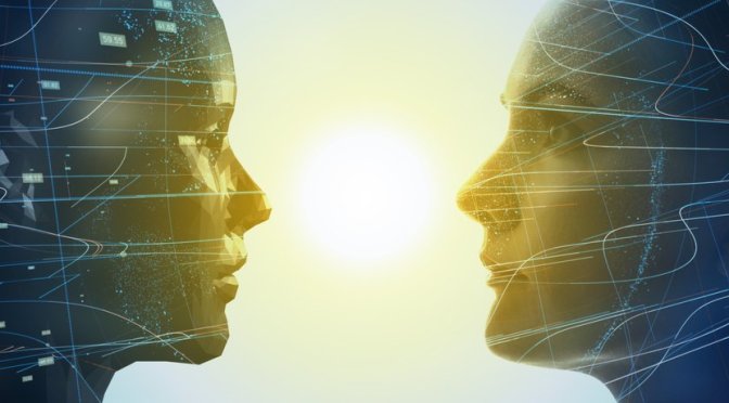 Digital Twin Human and AI face image