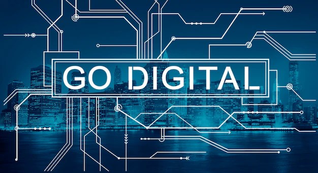 Go Digital caption image white on blue